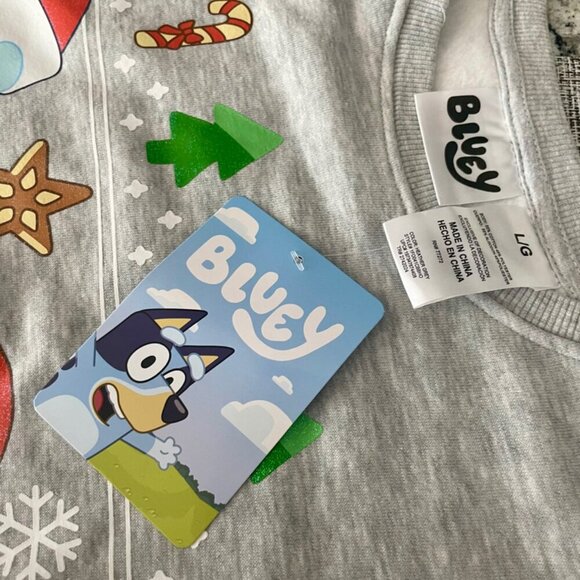 BLUEY & CHILLY HELLER UGLY CHRISTMAS SWEATSHIRT SZ S KIDS L GRAY CARTOON KAWAII - Picture 5 of 16
